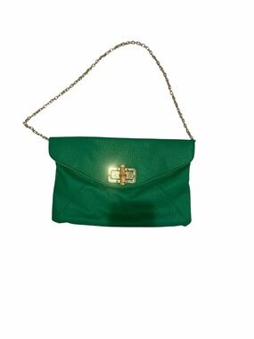 Banana Republic Emerald Green Bamboo Turnlock Clutch Shoulder Bag